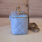 CHANEL 22S Pick Me Up Blue Caviar Top Handle Script Vanity Gold Hardware