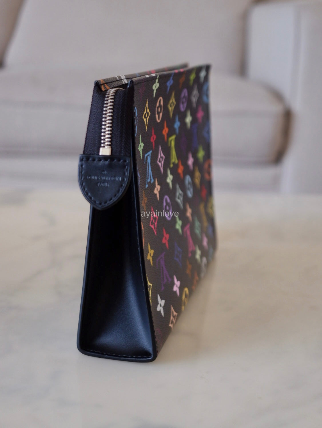 LOUIS VUITTON LV x TM Black Multicolour Rainbow Murakami Toiletry