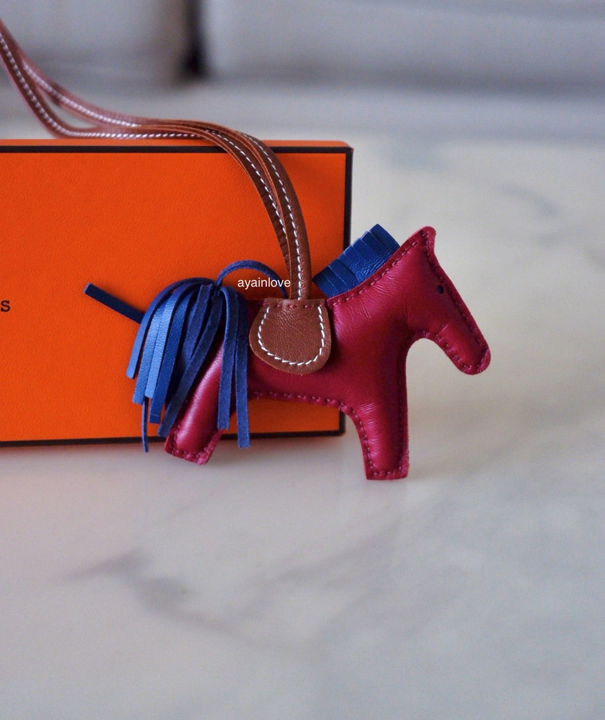 HERMES Rodeo PM Tricolour Rubis/Blue Sapphire/Fauve Bag Charm