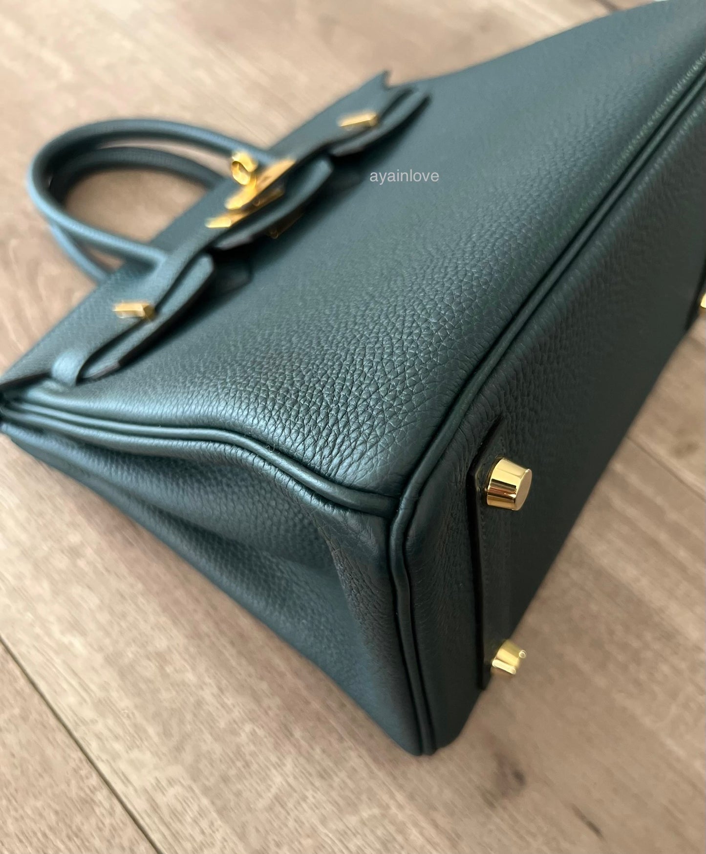 HERMES Birkin 25 Vert Cypress Togo Bag Gold Hardware U Stamp