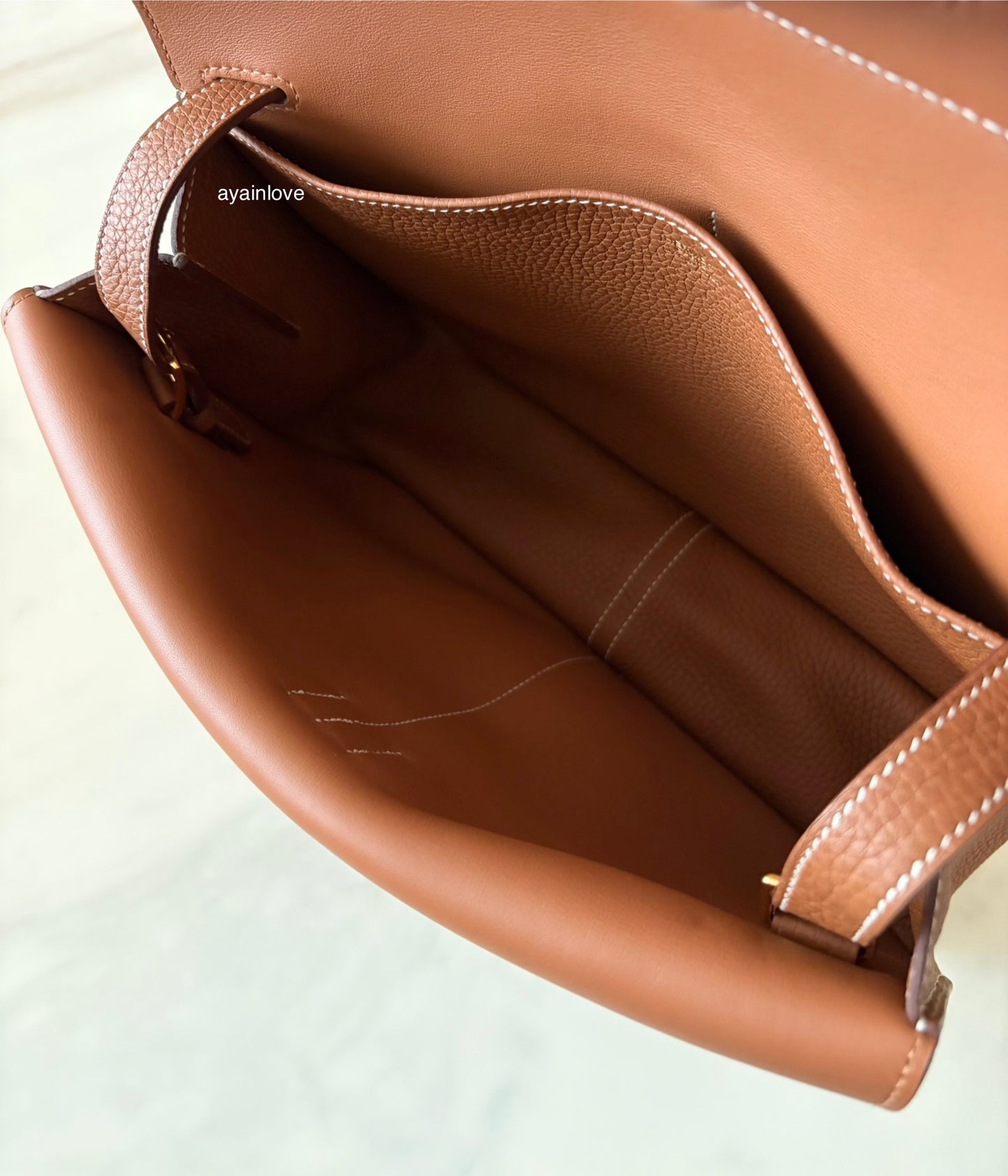 HERMES Halzan 31 Gold Clemence Gold Hardware D Stamp