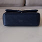 CHANEL 18B Navy Blue Caviar Quilted Rectangular Mini Flap Bag Silver Hardware
