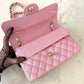 CHANEL 19S Iridescent Pink Caviar Small Classic Flap Light Gold Hardware