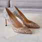 JIMMY CHOO Romy Triple Glitter Degradation Rose Gold, Gold and Silver Pumps Heel Shoes Size 37.5