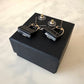 CHANEL 23C Black Classic Flap Handbag Stud Earrings Gold Hardware