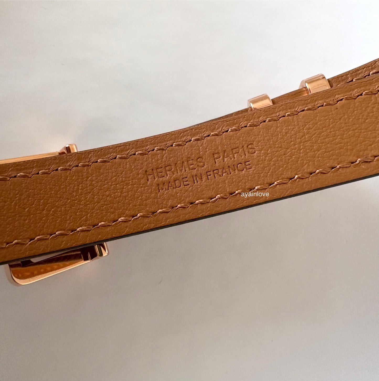 HERMES Pop H 15 Belt Gold Epsom Size 80 Rose Gold Hardware B Stamp