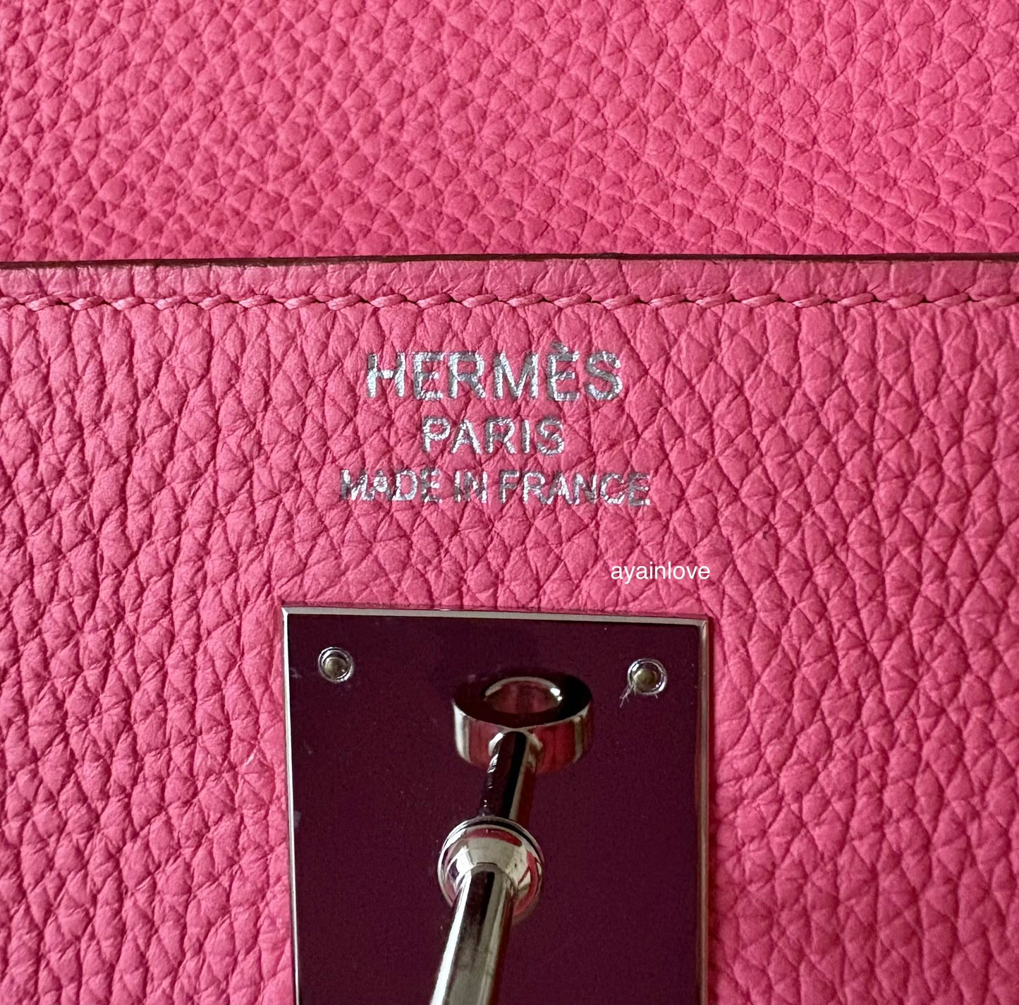 HERMES Kelly 35 Pink Rose Lipstick Togo Palladium Hardware Q Square Stamp