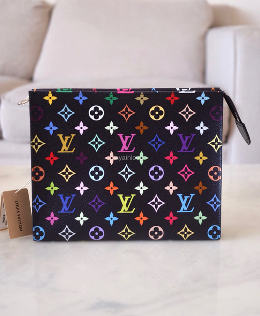 LOUIS VUITTON LV x TM Black Multicolour Rainbow Murakami Toiletry 26 Pouch