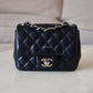 CHANEL Black Classic Quilted Square Mini Flap Bag Silver Hardware