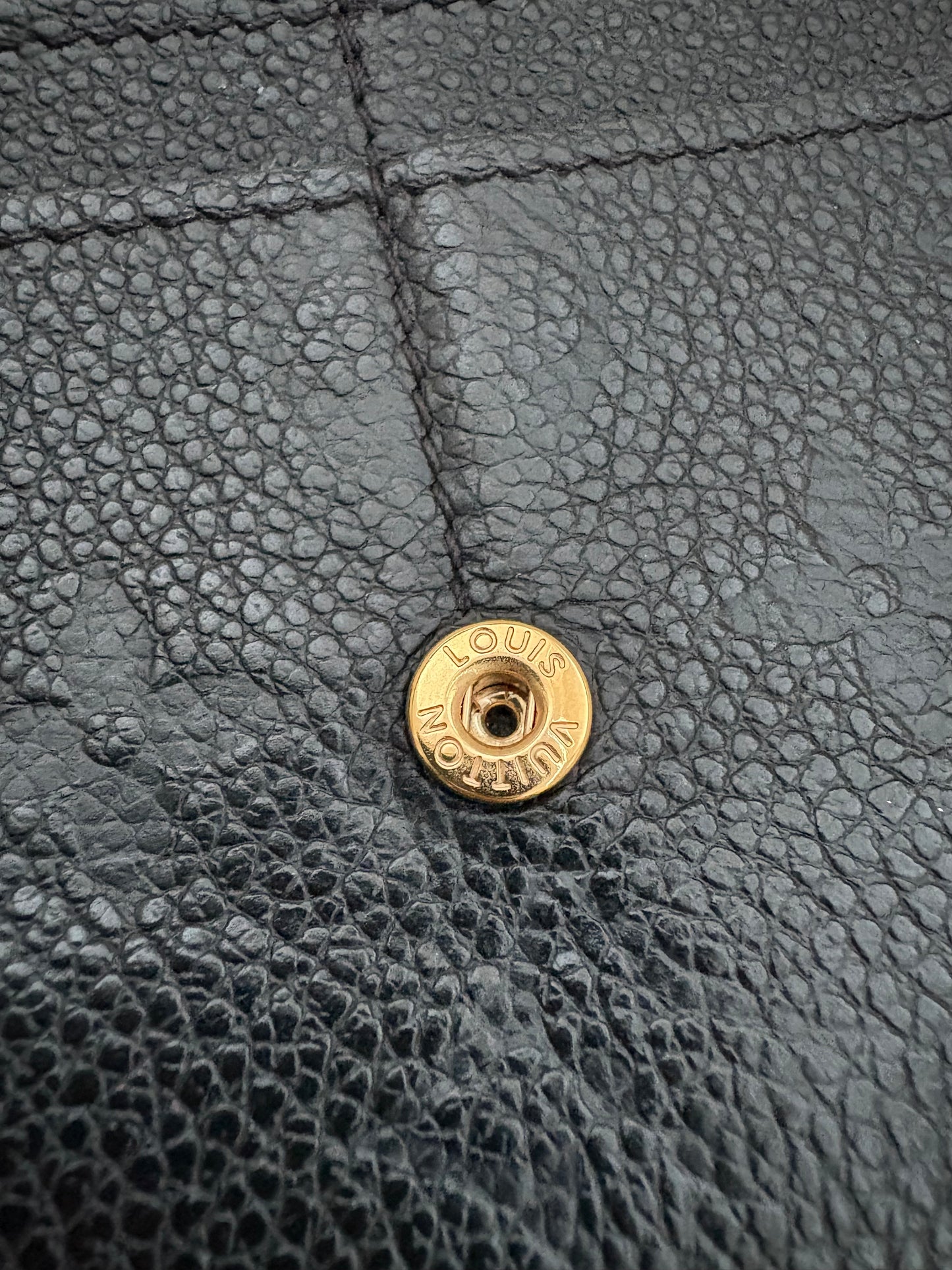 LOUIS VUITTON LV Sarah Black Monogram Empreinte Wallet Gold Hardware