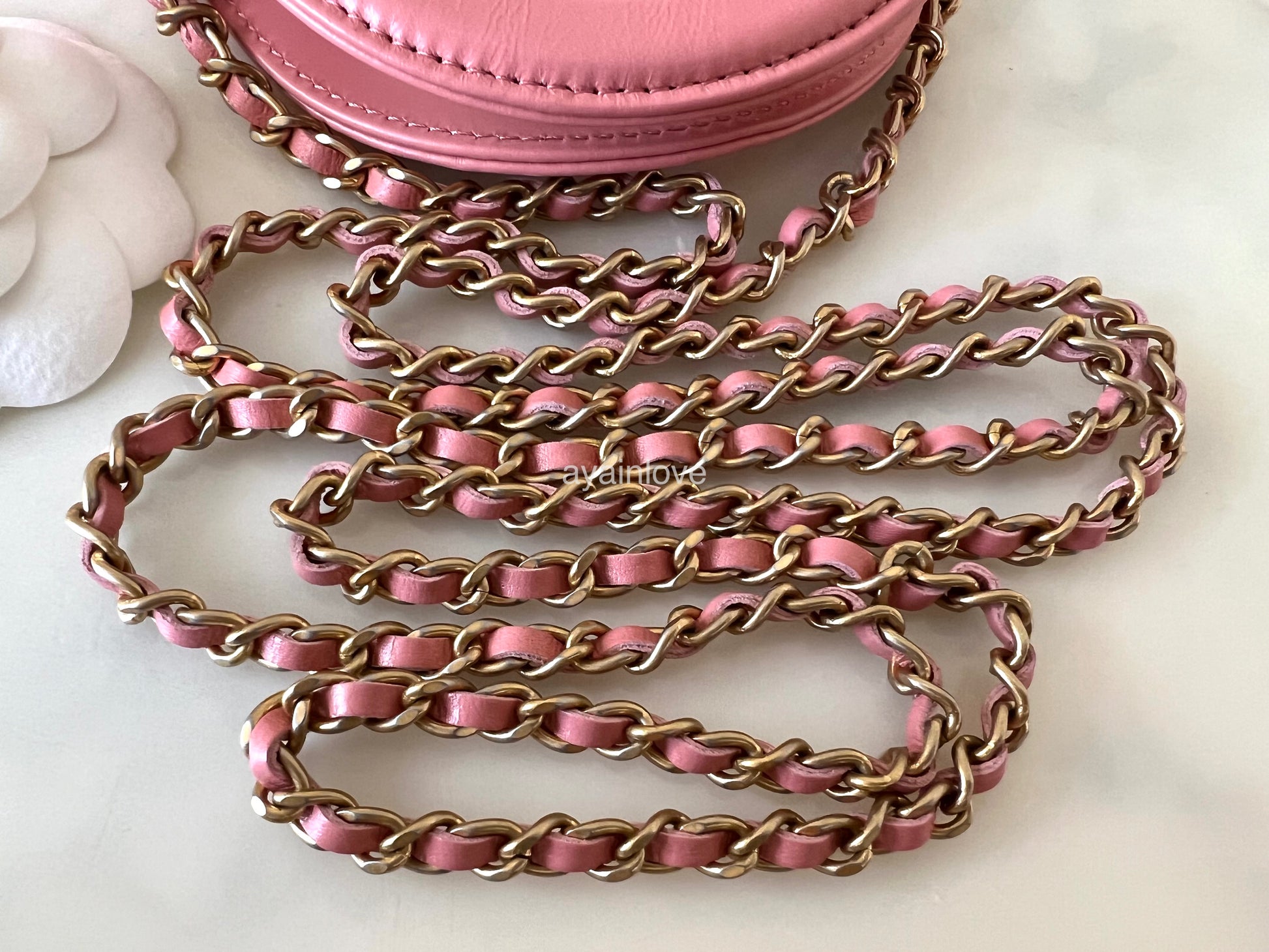 CHANEL 23K Pink Shiny Calf Skin Micro Shopping Bag Kelly Clutch on
