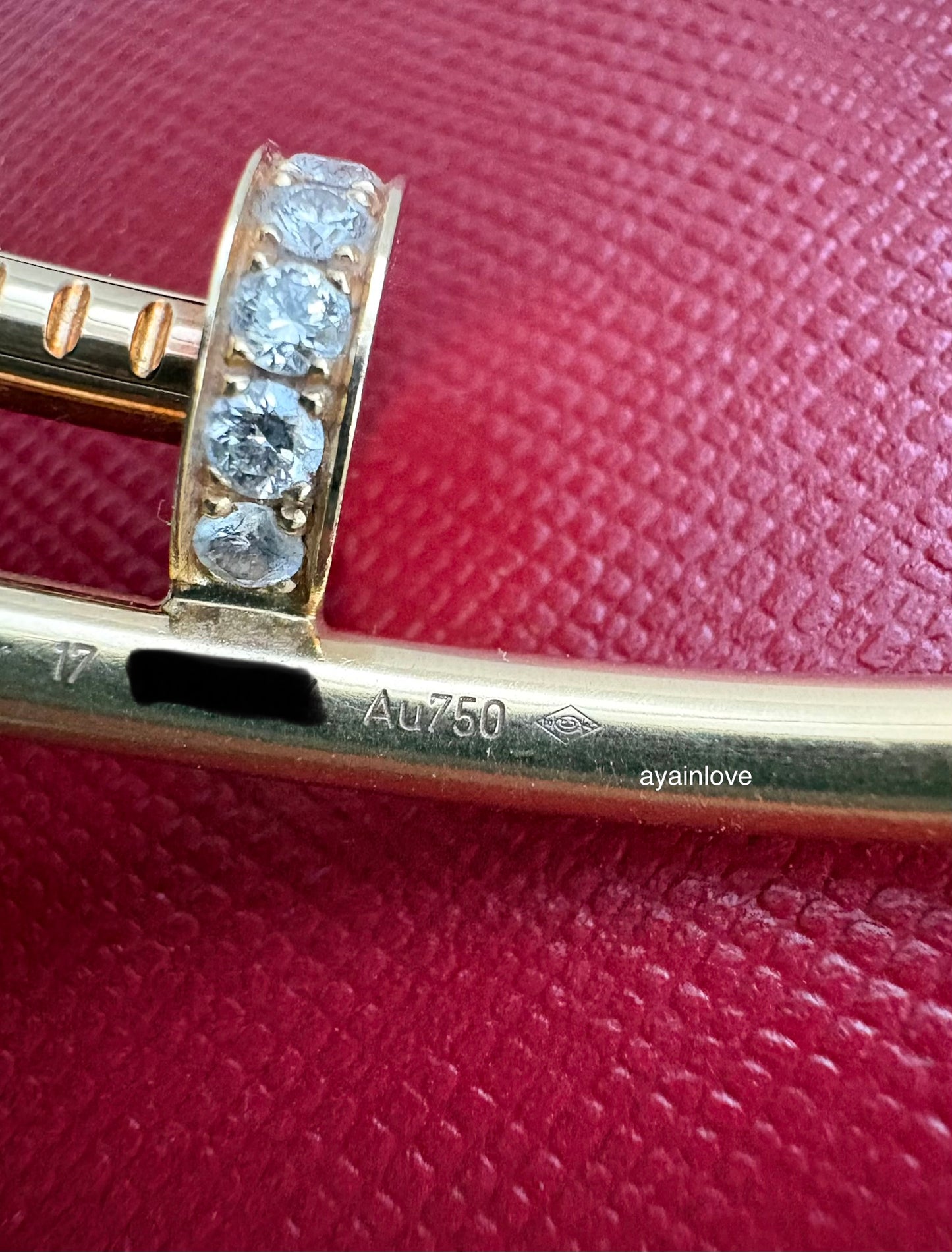 CARTIER 18KT Yellow Gold Full Size Classic JUC Juste Un Clou Diamonds Bracelet Size 17