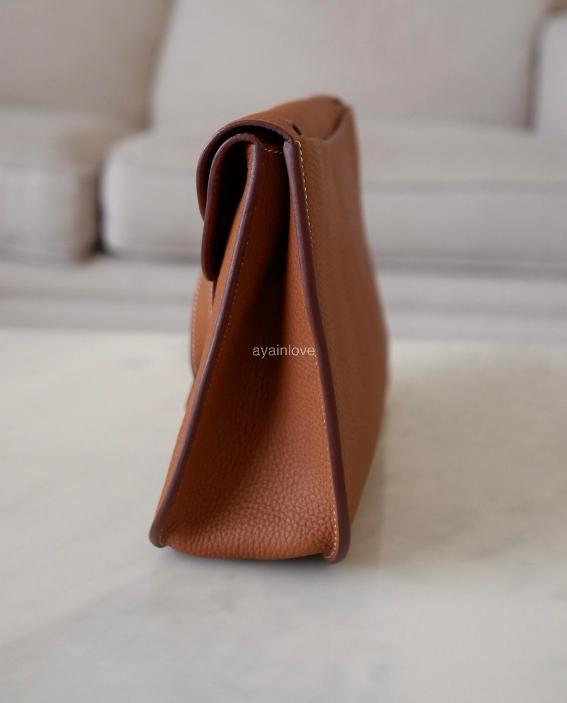 HERMES Halzan 31 Gold Clemence Gold Hardware D Stamp