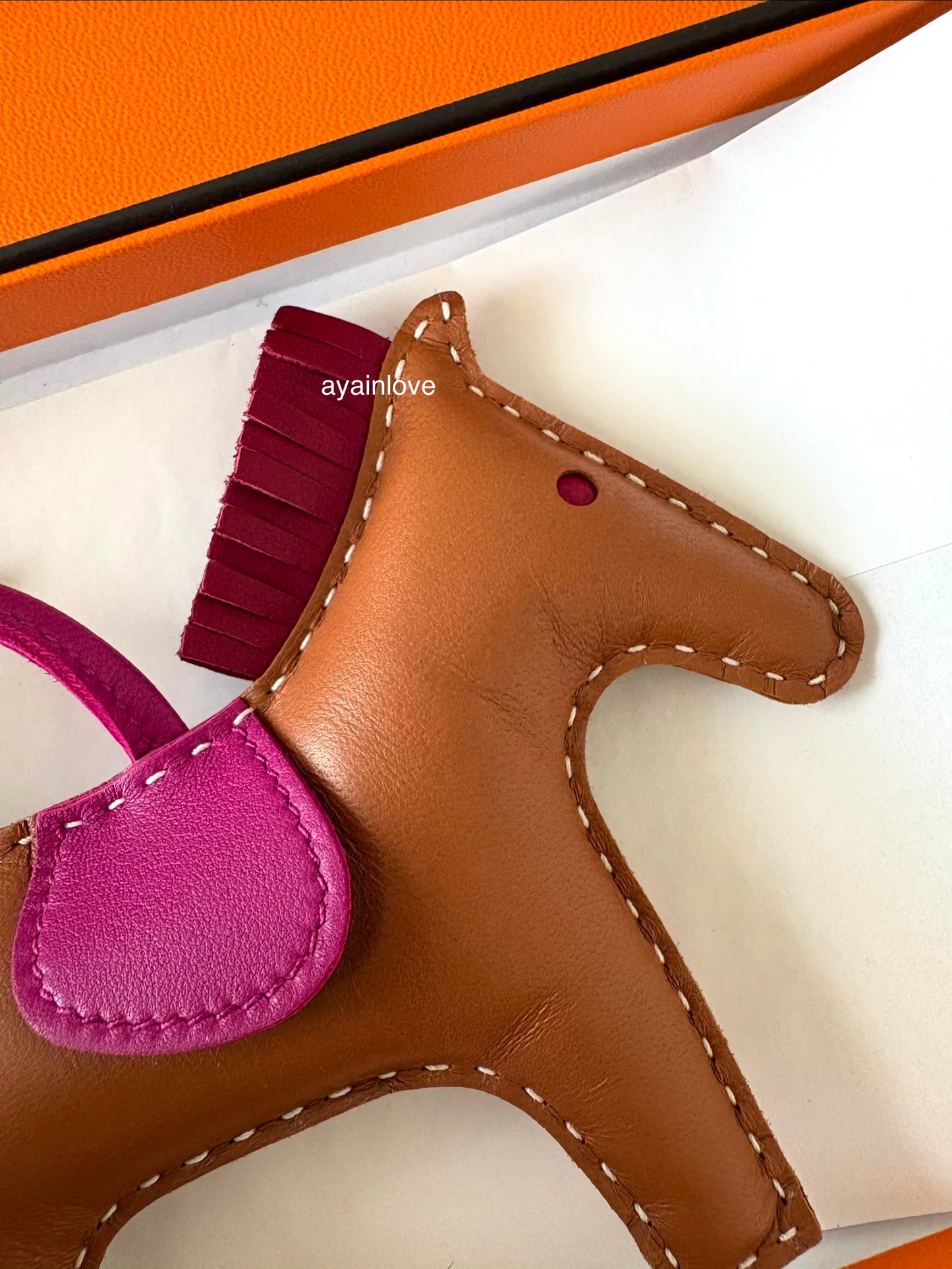 HERMES Rodeo MM Tricolour Gold/Rubies/Rose Pourpre Bag Charm