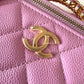 CHANEL 22S Pick Me Up Pink Caviar Top Handle Vanity Brushed Gold Hardware