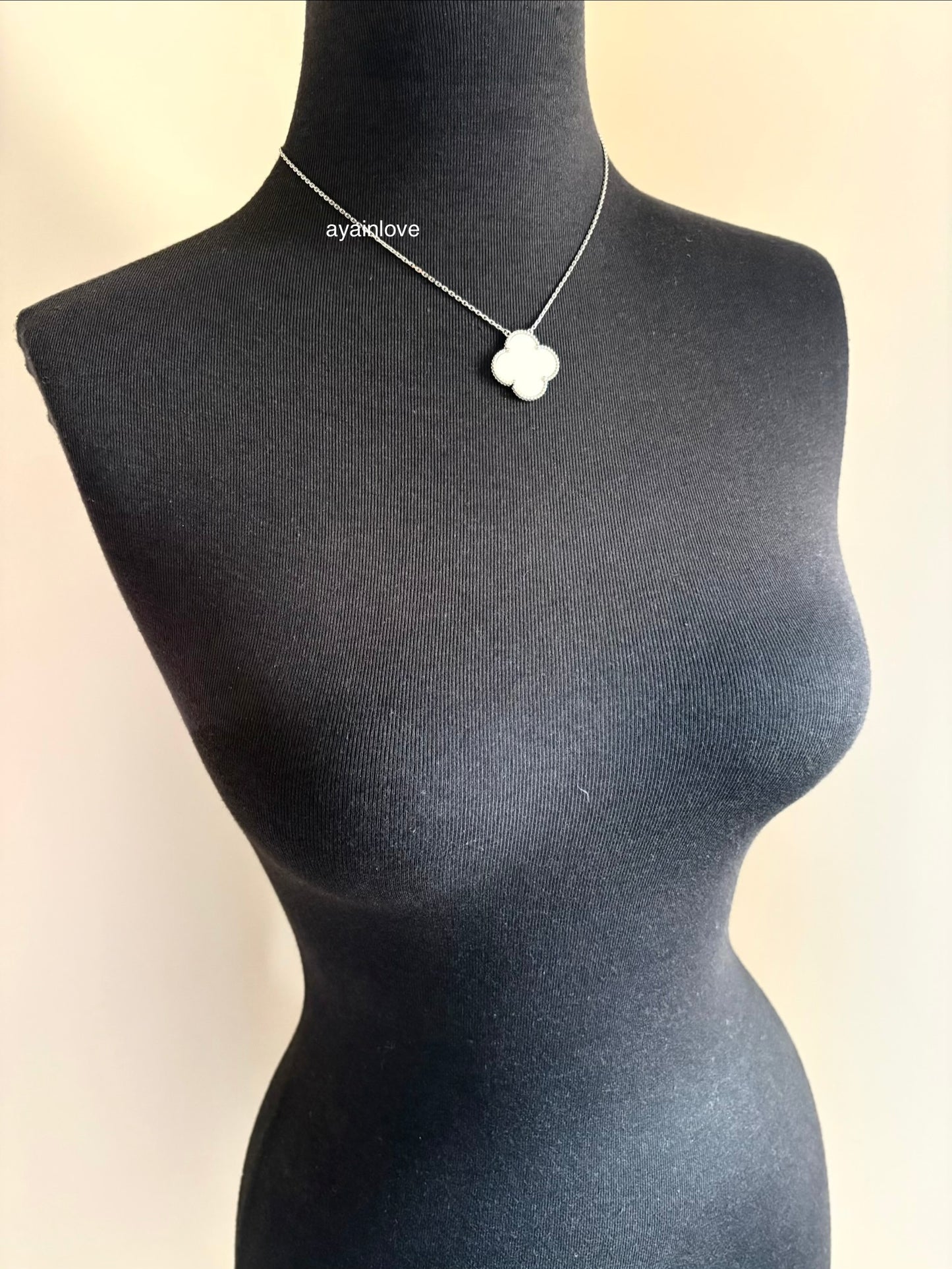 Van Cleef Arpels VCA White Mother of Pearl Magic Alhambra Pendant Necklace 18KT White Gold