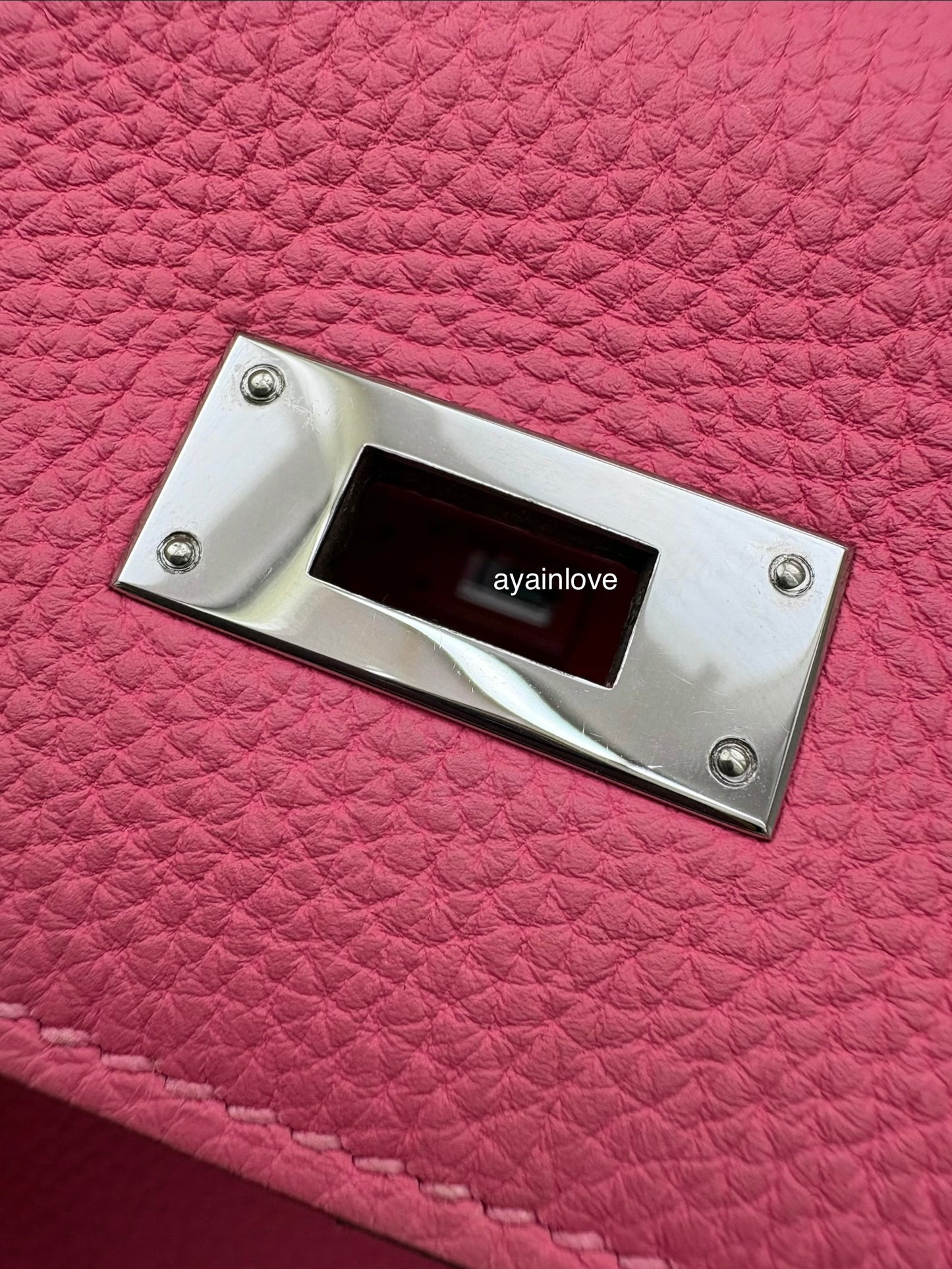 HERMES Kelly 35 Pink Rose Lipstick Togo Palladium Hardware Q Square Stamp