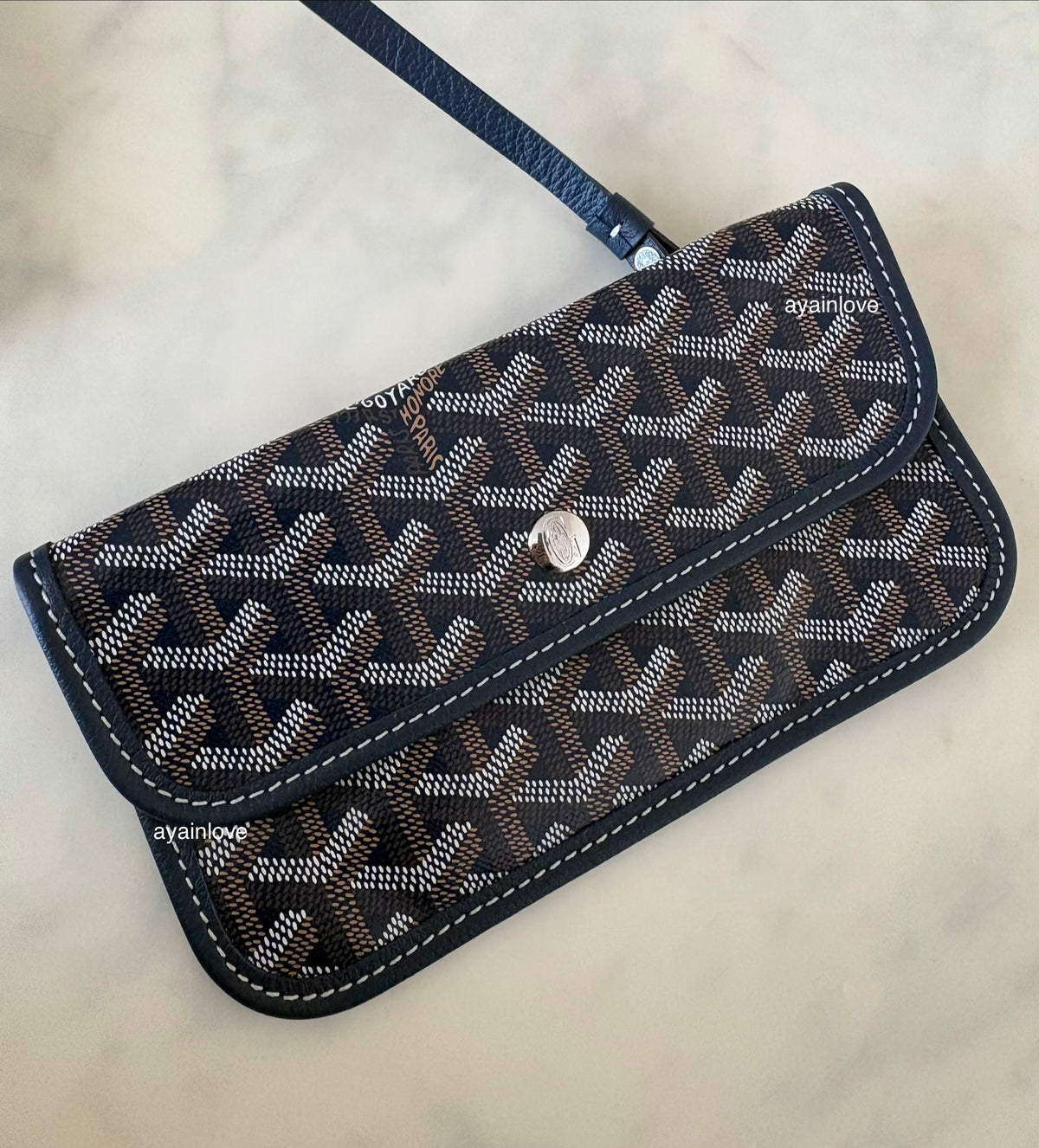 GOYARD St Saint Louis PM Navy Blue Tote Bag