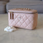 CHANEL 22C Light Beige Caviar Rectangular Vanity On Chain Light Gold Hardware