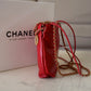 CHANEL Mini 22 Red Shiny Calf Skin Bag Gold Hardware