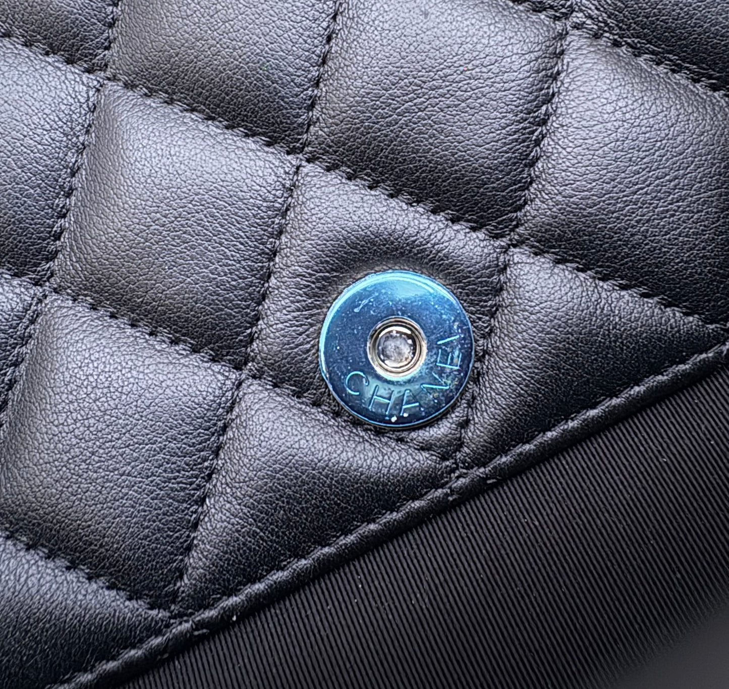 CHANEL Black Quilted Calfskin Tote Bag Classic CC Lock Silver Hardware