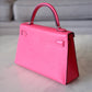 HERMES Mini Kelly 20 Pink Rose Lipstick Chèvre Mysore Palladium Hardware D Stamp