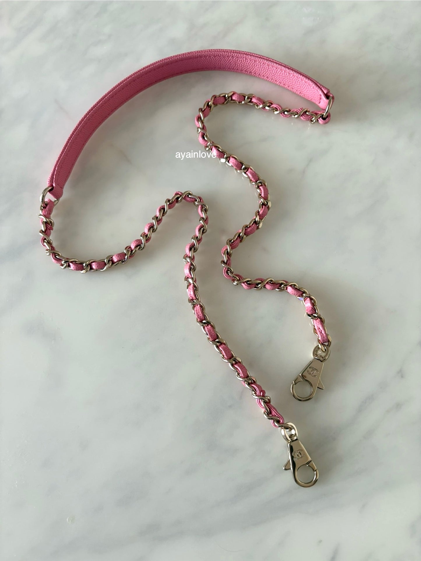 CHANEL Pink Caviar Chevron Small Coco Handle 24 cm Light Gold Hardware