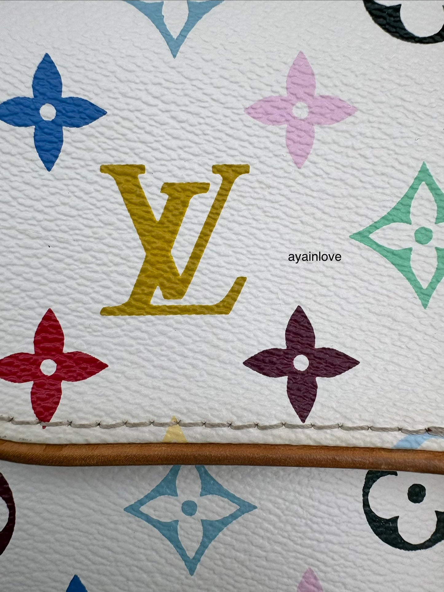 LOUIS VUITTON Courtney White Multicolour Murakami Clutch Bag Gold Hardware