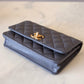 CHANEL 23K Dark Grey Caviar Camellia CC Wallet On Chain *Microchipped* Brushed Gold Hardware