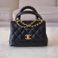 CHANEL Black Caviar Coco Chain Leather Handle Mini 19cm *Microchipped* Brushed Gold Hardware
