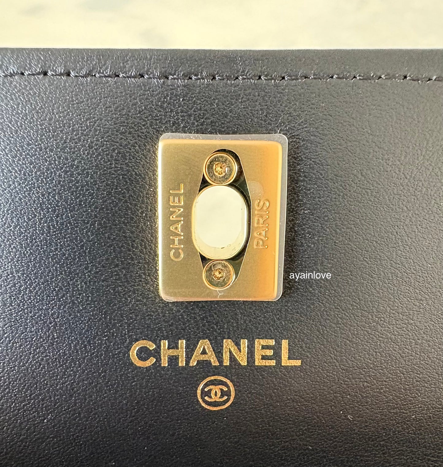CHANEL 23S Black Caviar Wallet on Chain with Bag Charm Gold Hardware