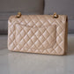 CHANEL Beige Clair Caviar Small Classic Flap Bag Gold Hardware