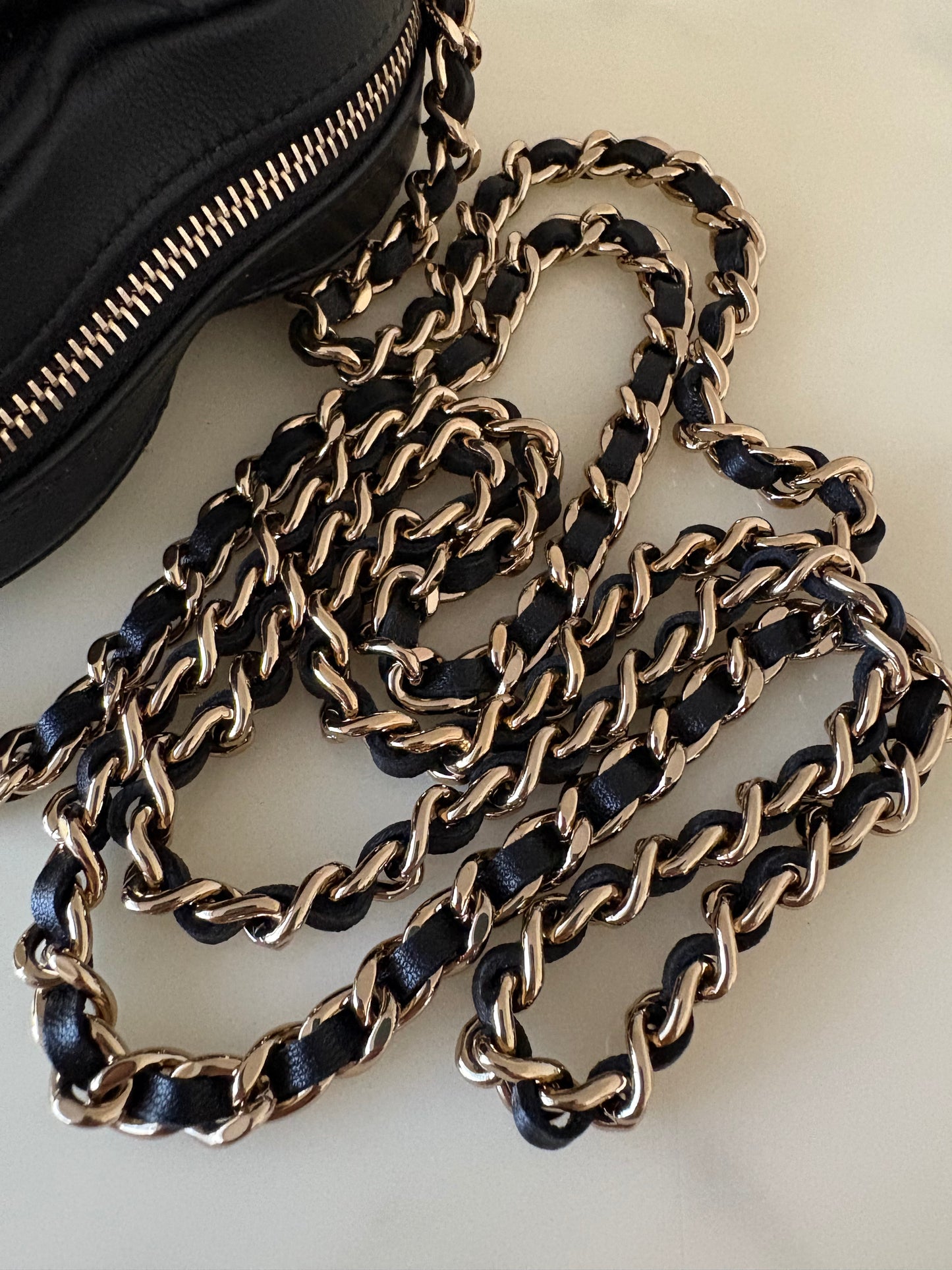 CHANEL 22S Black CC in Love Heart Small Cross-Body Bag Light Gold Hardware