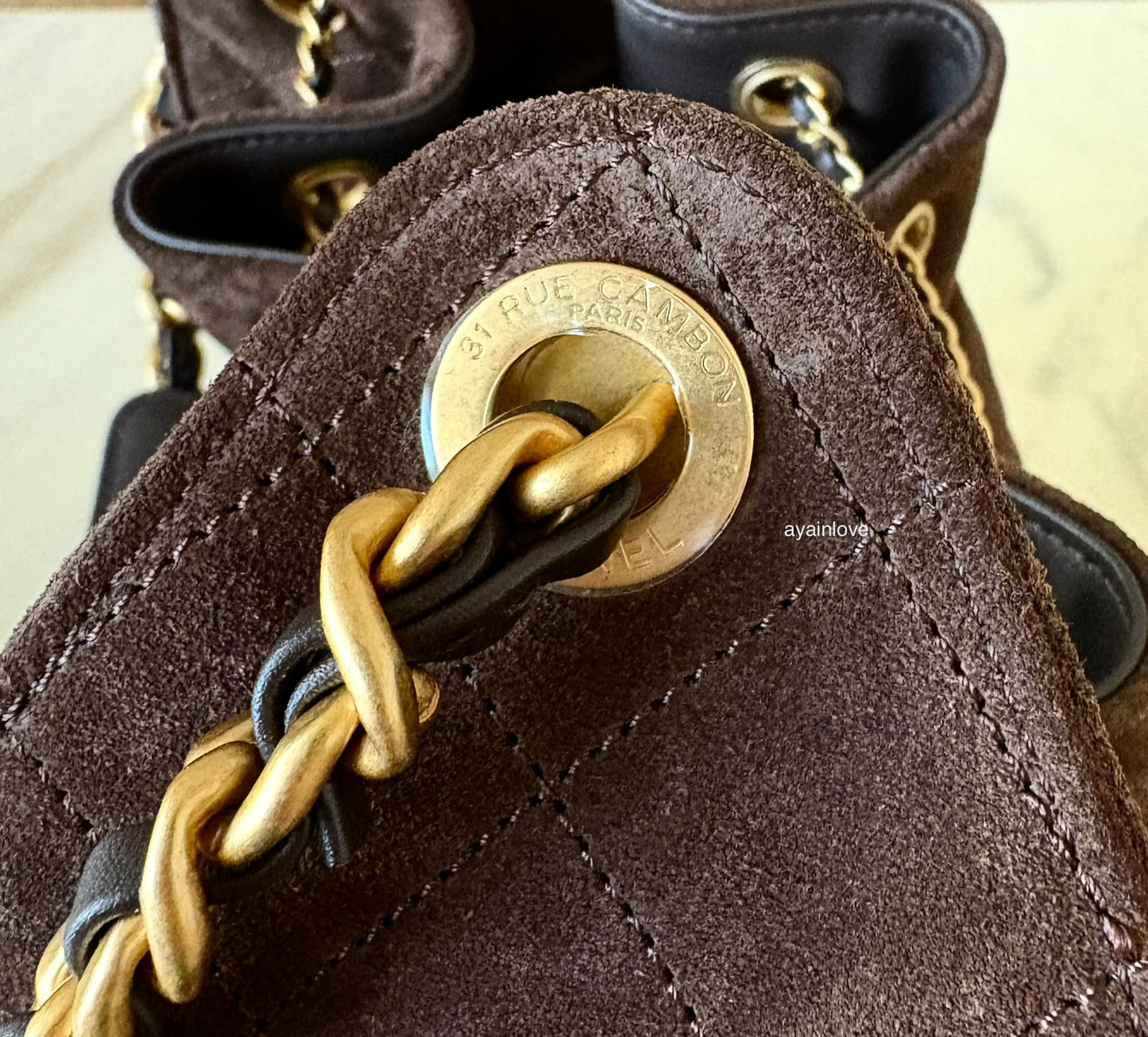 CHANEL 26C Dark Brown Suede Calfskin Medium 25 Bag Gold Hardware