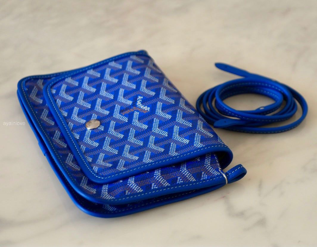 GOYARD Plumet Pocket Wallet Bag Sky Blue Goyardine Canvas