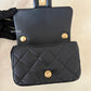 CHANEL 24S Black Lambskin Twin Pearls Quilted Mini Flap Bag Adjustable Gold Hardware