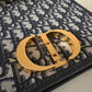 DIOR Montaigne 30 Blue Oblique Jacquard Medium Flap Bag Gold Hardware