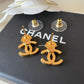 CHANEL 23C Seashell CC Crystal Stud Earrings Gold Hardware