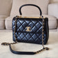 CHANEL Black Small Trendy Flap Bag Microchipped Light Gold Hardware