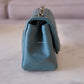 CHANEL 2022 Turquoise Blue Lambskin Microchipped Quilted Square Mini Flap Bag Light Gold Hardware