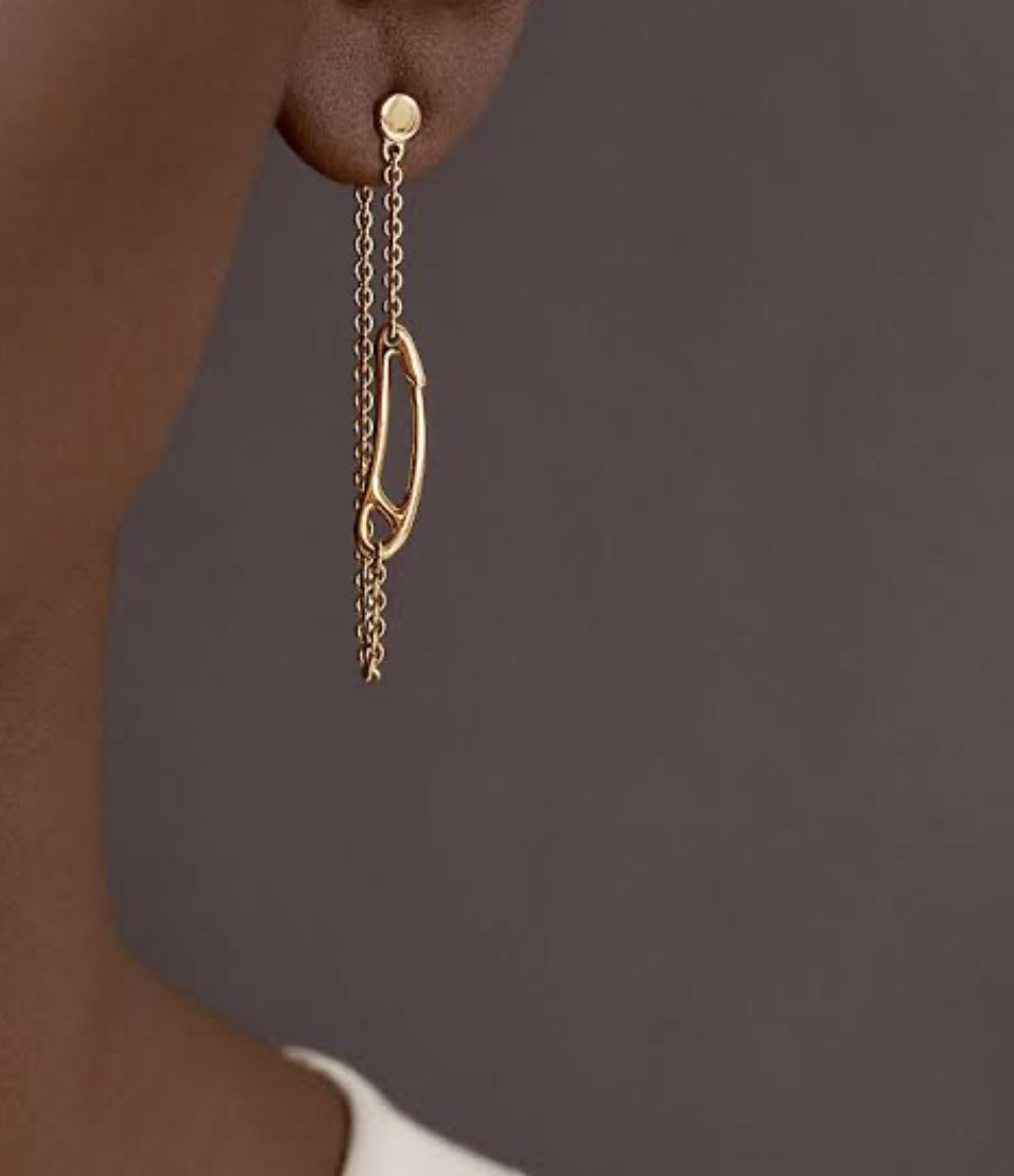 HERMES Chaine d’ Ancre Punk 18KT Rose Gold Earrings