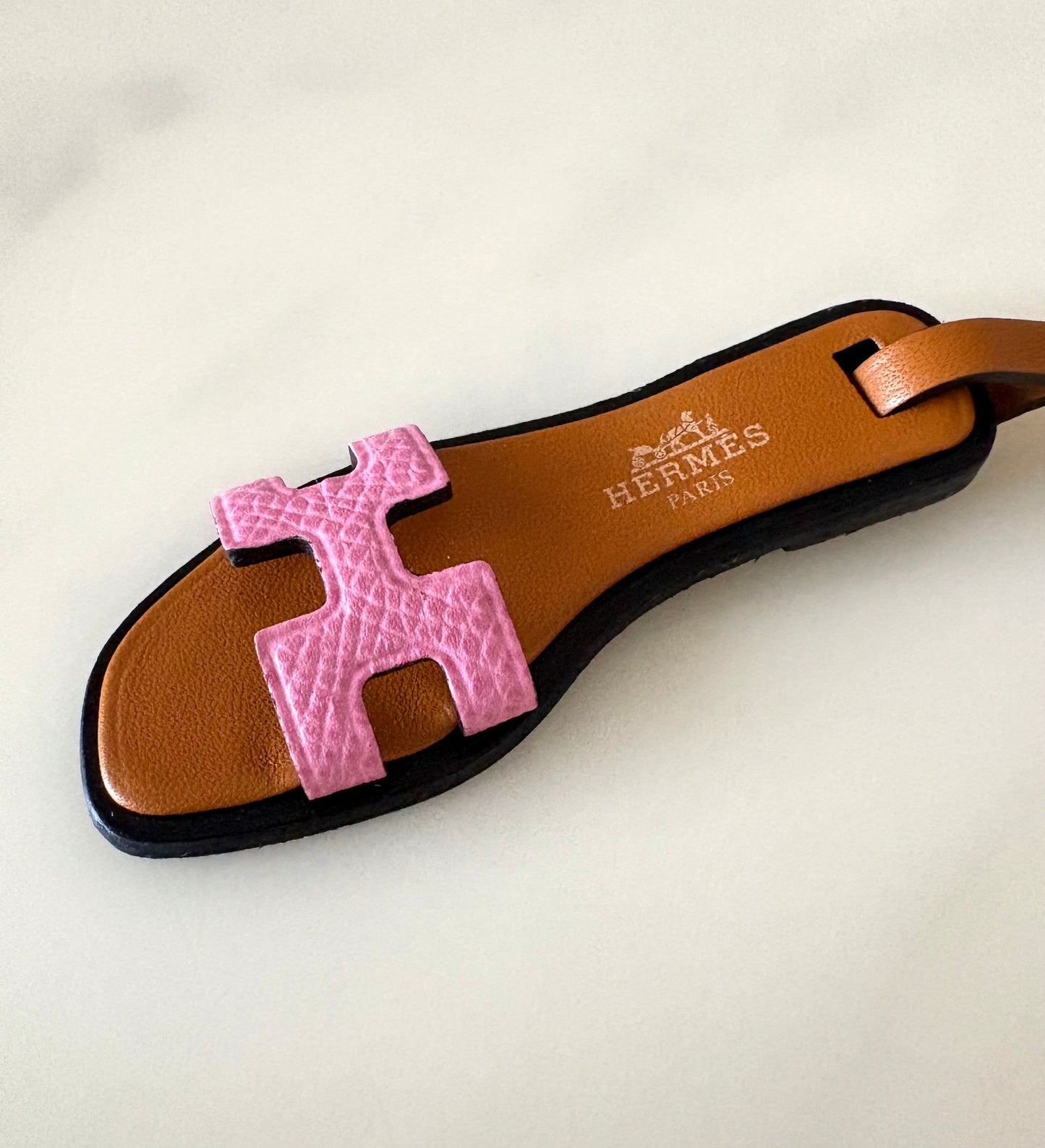 HERMES Oran Sandal Pink Brown Bag Charm
