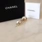 CHANEL 21A Hair Clip Pin Brooch Crystal Pearl CC Light Gold Hardware
