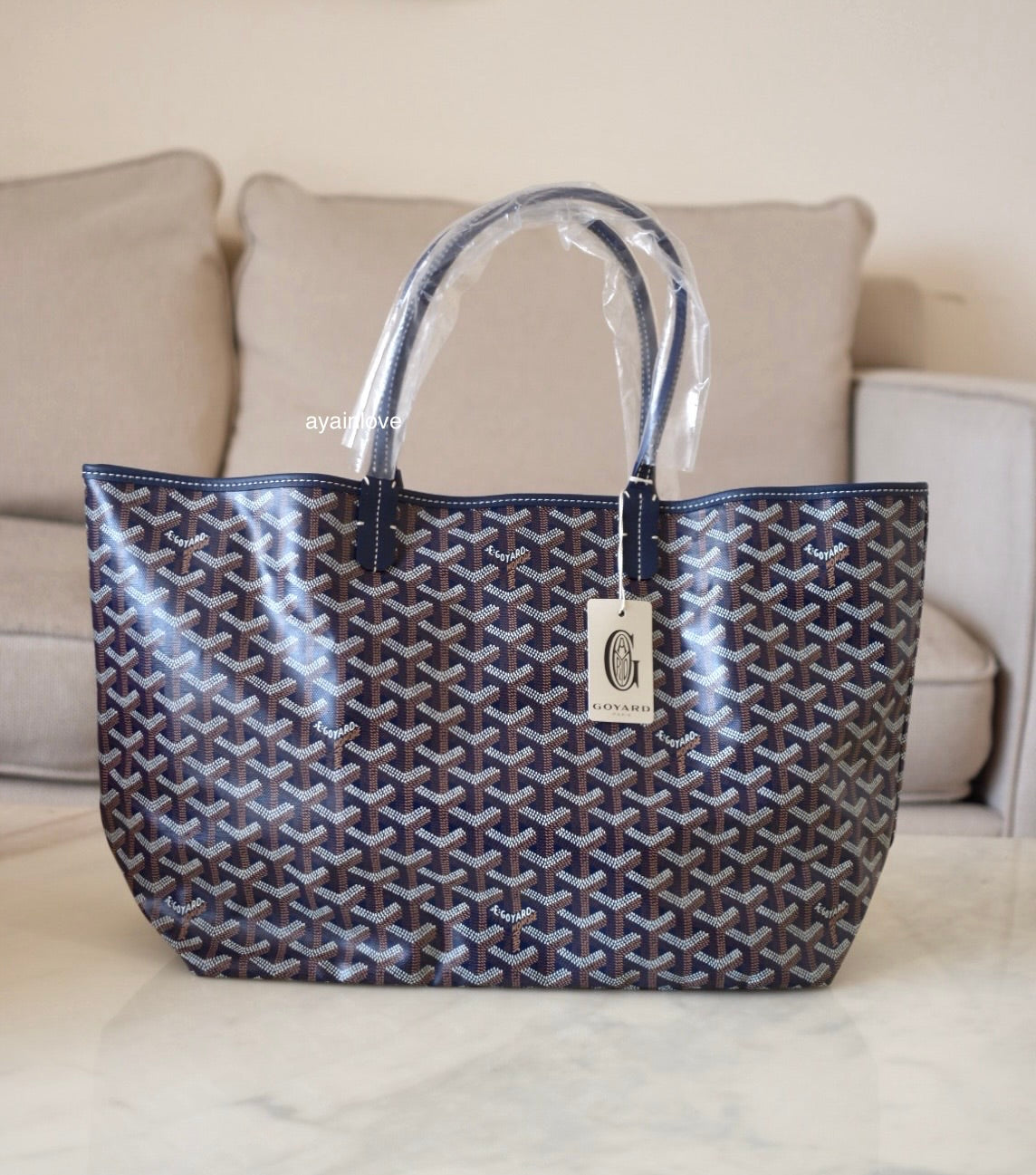 GOYARD St Saint Louis PM Navy Blue Tote Bag