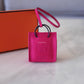 HERMES Pink Rose Mexico Leather Shopping Sac Bag Charm