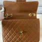 CHANEL Vintage Dark Beige Quilted Jumbo Classic Single Flap Oversized CC Bag 24KT Gold Plated Hardware Series 3