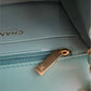 CHANEL 2022 Turquoise Blue Lambskin Microchipped Quilted Square Mini Flap Bag Light Gold Hardware