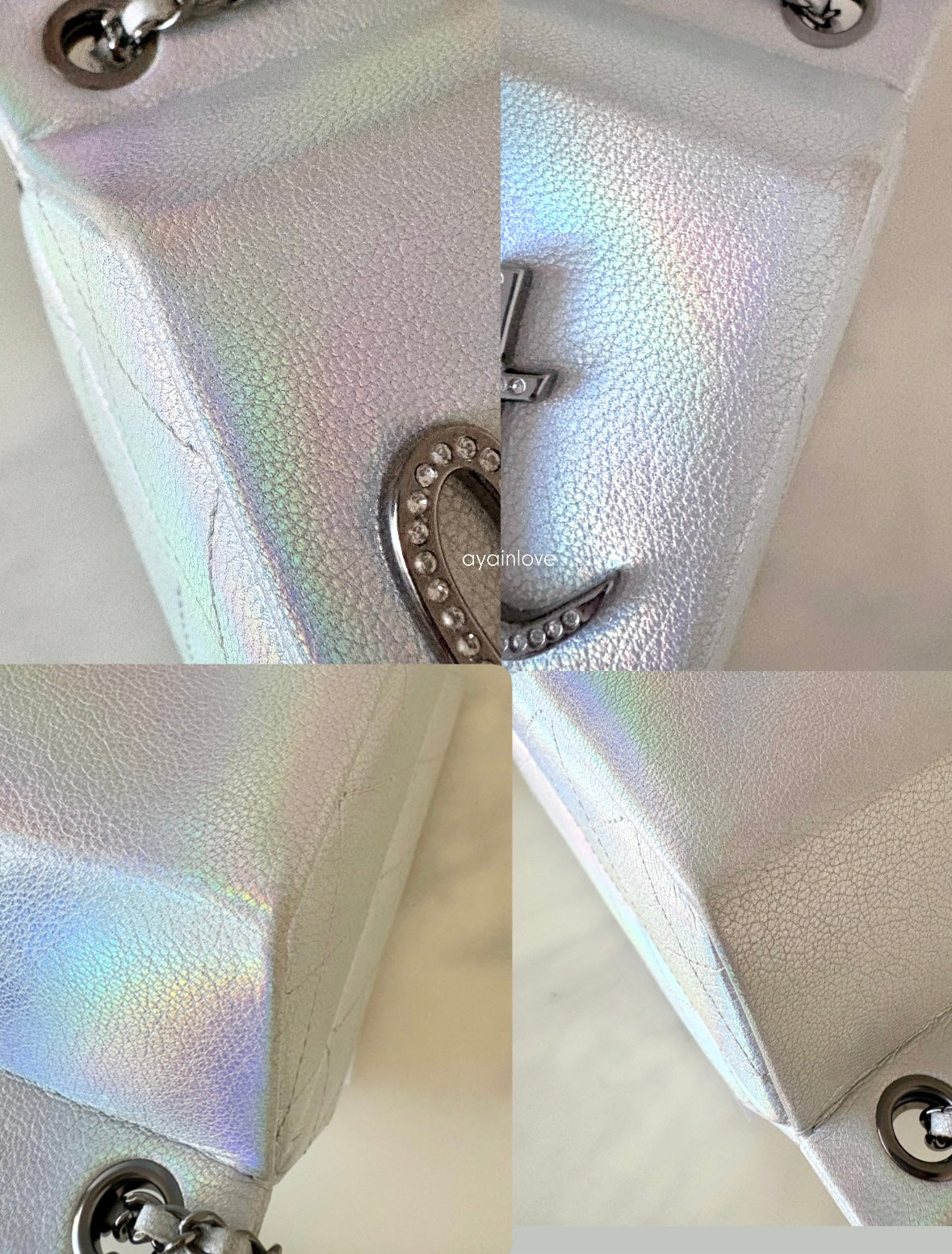 CHANEL 14K Limited Edition Runway Iridescent Silver Goatskin Lait de Coco Milk Carton Bag Shiny Ruthenium Hardware
