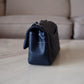 CHANEL 18B Navy Blue Caviar Quilted Rectangular Mini Flap Bag Silver Hardware