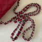 CHANEL 17B Red Caviar Quilted Classic Rectangular Mini Silver Hardware